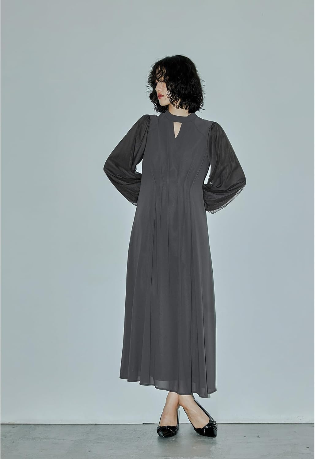 niana] Vネックシアースリーブドレス パーティードレス 結婚式